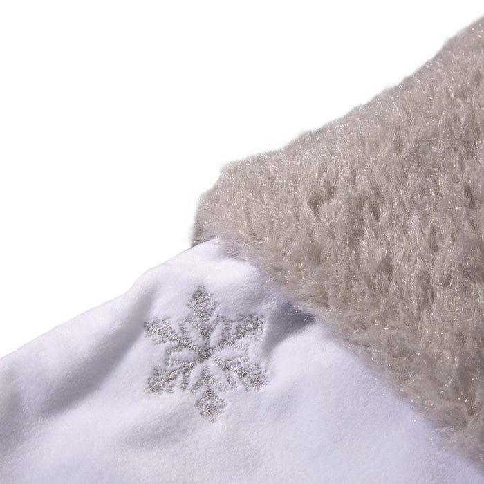 21"L White Fleece with Christmas Tree and Snowflake Stocking