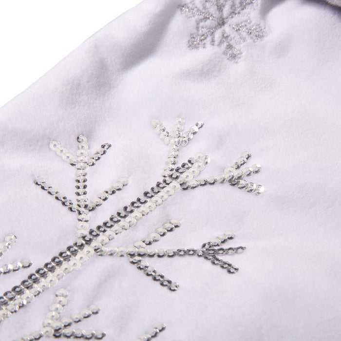 21"L White Fleece with Christmas Tree and Snowflake Stocking