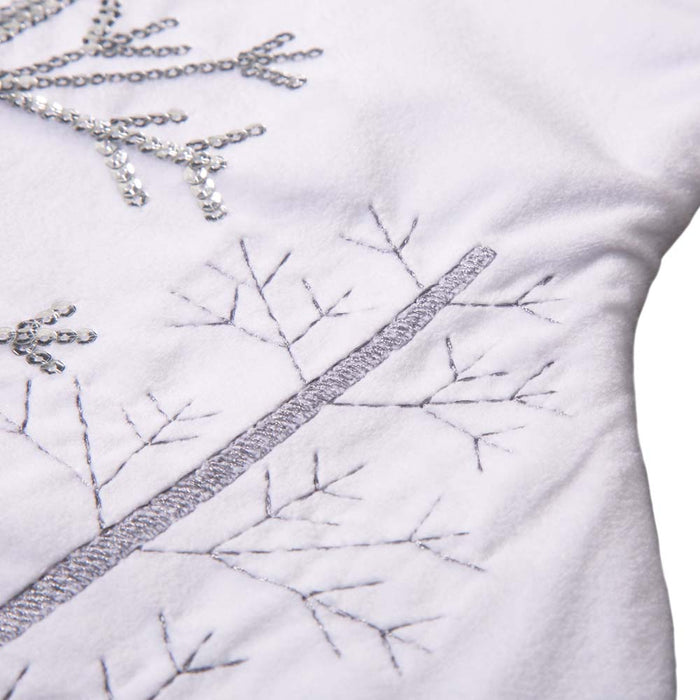 21"L White Fleece with Christmas Tree and Snowflake Stocking