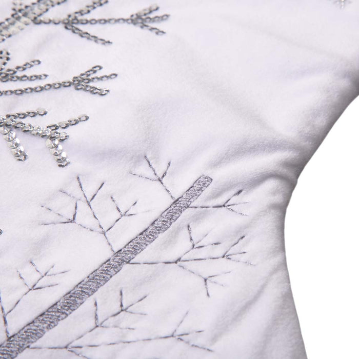 21"L White Fleece with Christmas Tree and Snowflake Stocking