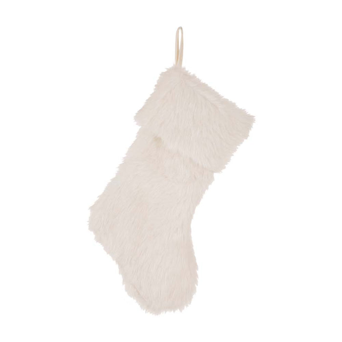 21"L White Plush Christmas Stocking