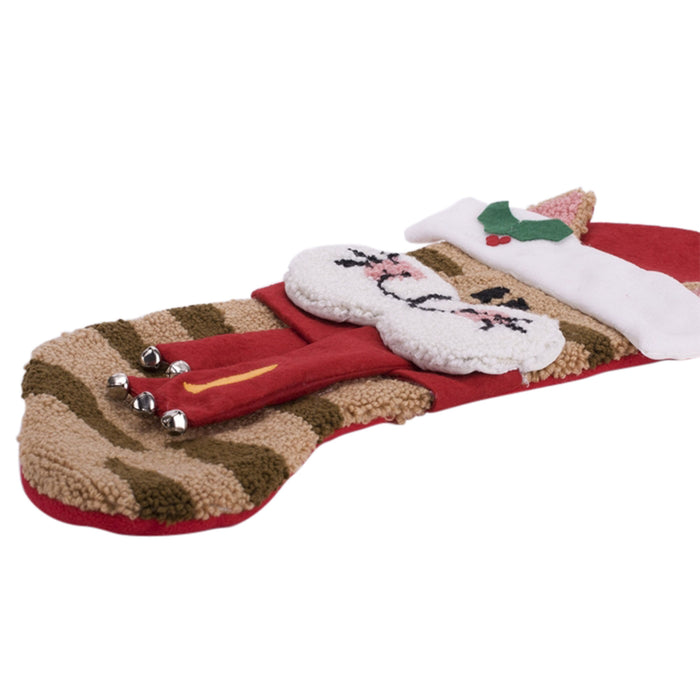 22" Handmade Hooked 3D Cat Christmas Stocking