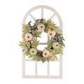 22"D Pumpkin Wreath with 36"H Wooden Window Frame