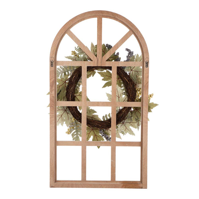 22"D Pumpkin Wreath with 36"H Wooden Window Frame