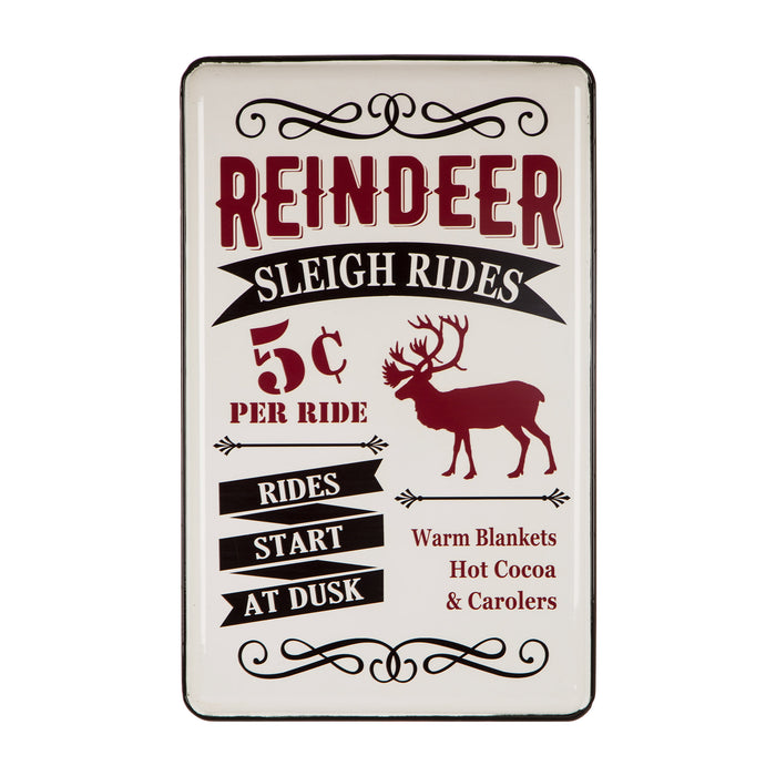 23.62"H Farmhouse Enameled Metal Reindeer Wall Sign