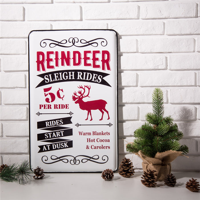 23.62"H Farmhouse Enameled Metal Reindeer Wall Sign