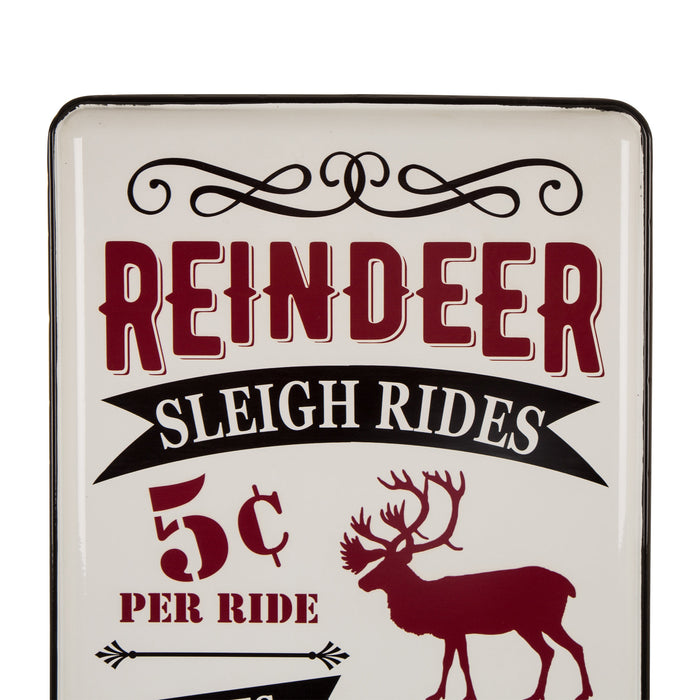 23.62"H Farmhouse Enameled Metal Reindeer Wall Sign