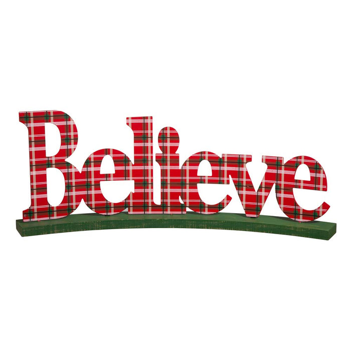 23.82"L Wooden Believe Table Decor