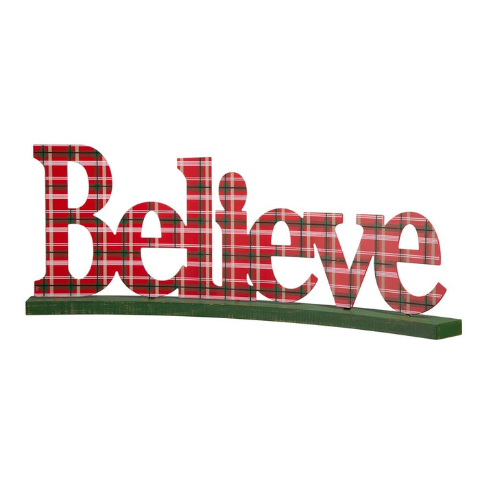 23.82"L Wooden Believe Table Decor