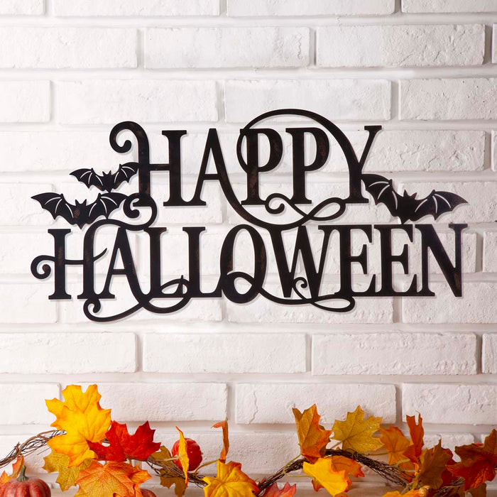 23.94"L Metal "HAPPY HALLOWEEN" Wall Sign