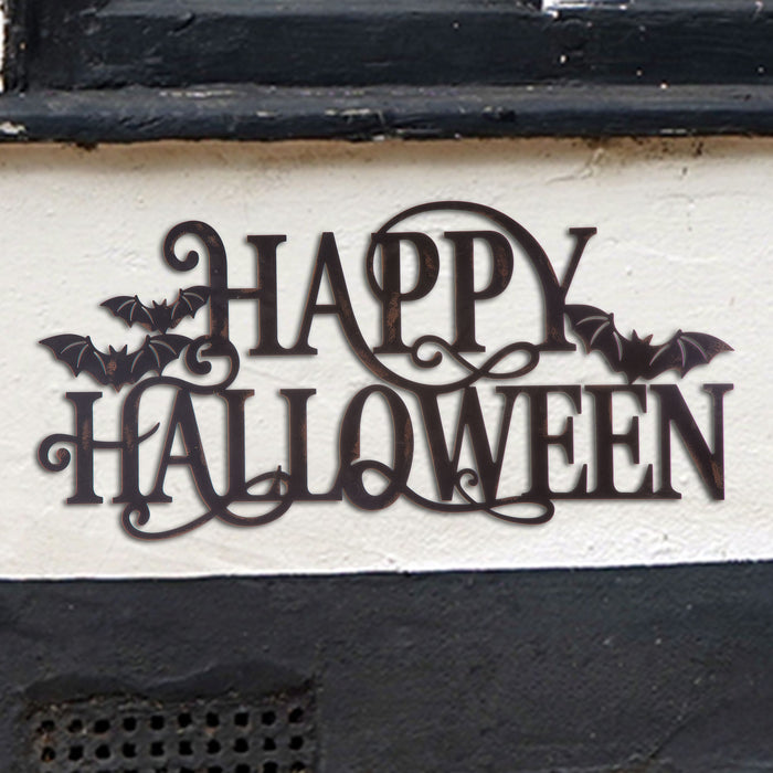 23.94"L Metal "HAPPY HALLOWEEN" Wall Sign