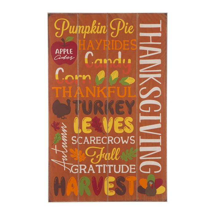 24.00"H Thanksgiving Wooden Word Sign Hanging Decor