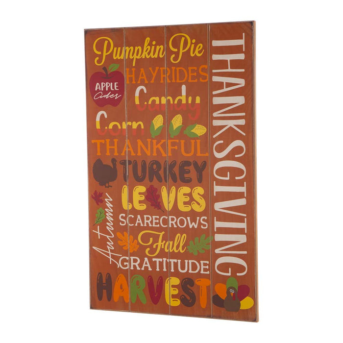 24.00"H Thanksgiving Wooden Word Sign Hanging Decor