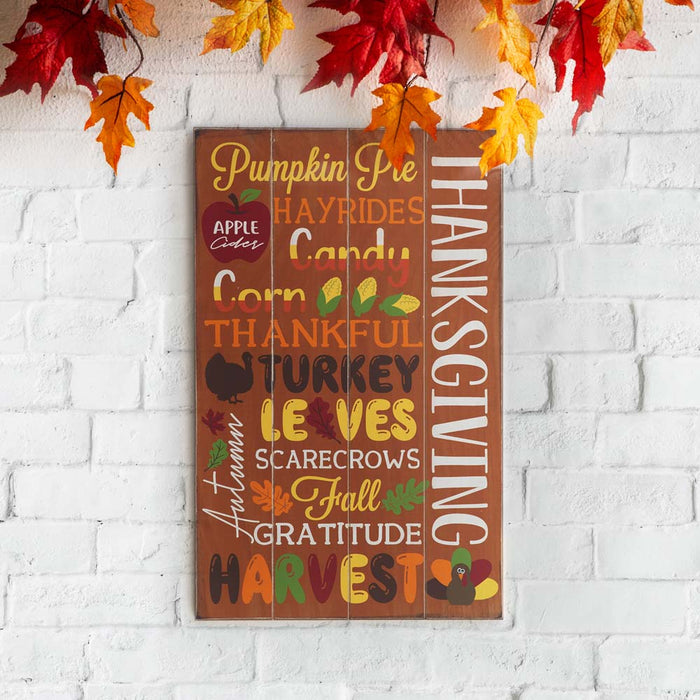 24.00"H Thanksgiving Wooden Word Sign Hanging Decor