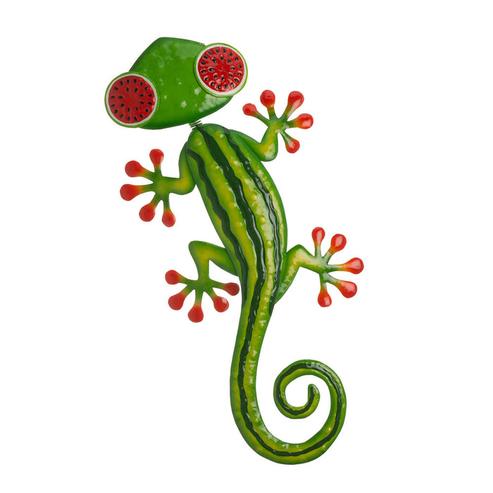 24.25"L Whimsical Metal Watermelon Gecko Wall Décor
