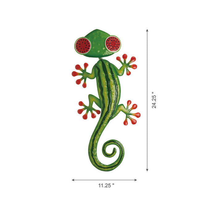 24.25"L Whimsical Metal Watermelon Gecko Wall Décor