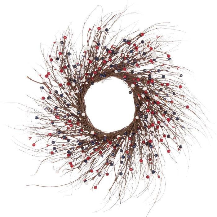 24"D Patriotic RED/White/Blue Berry Wreath
