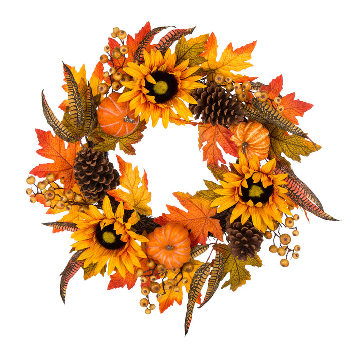 24"D Yellow/Orange Sunflower Wreath