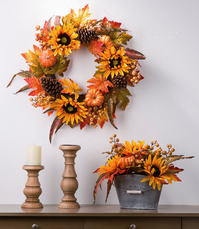 24"D Yellow/Orange Sunflower Wreath