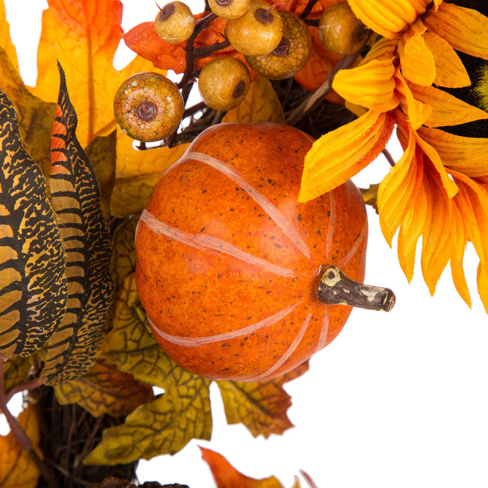 24"D Yellow/Orange Sunflower Wreath