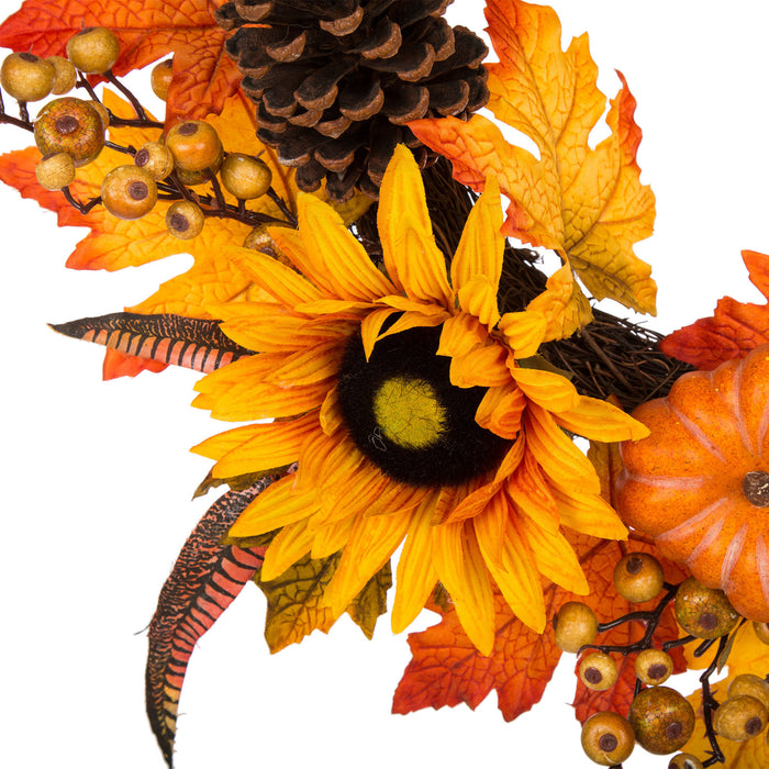 24"D Yellow/Orange Sunflower Wreath