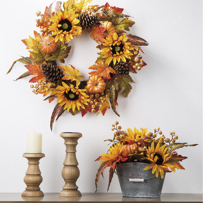 24"D Yellow/Orange Sunflower Wreath