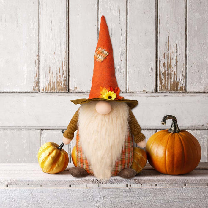 24"H Fall Fabric Gnome Standing Decor