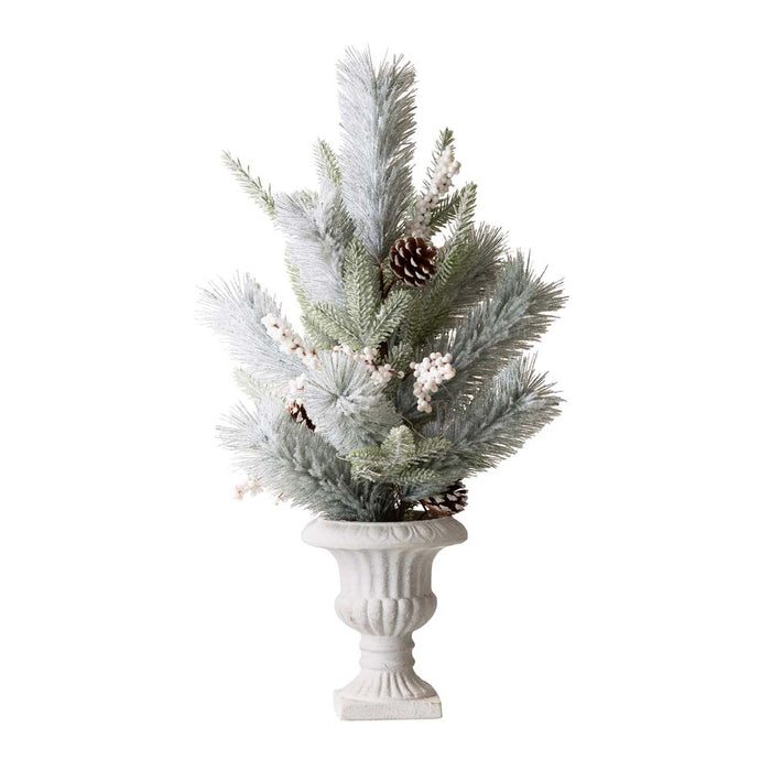 24"H Lighted Flocked Pinecone and Berries Table Tree