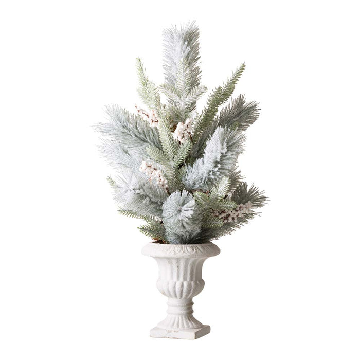 24"H Lighted Flocked Pinecone and Berries Table Tree