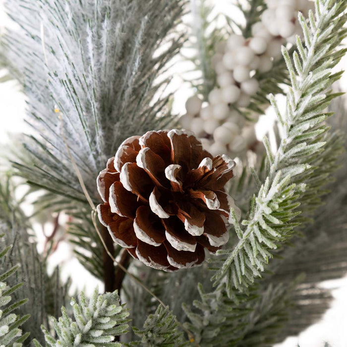 24"H Lighted Flocked Pinecone and Berries Table Tree