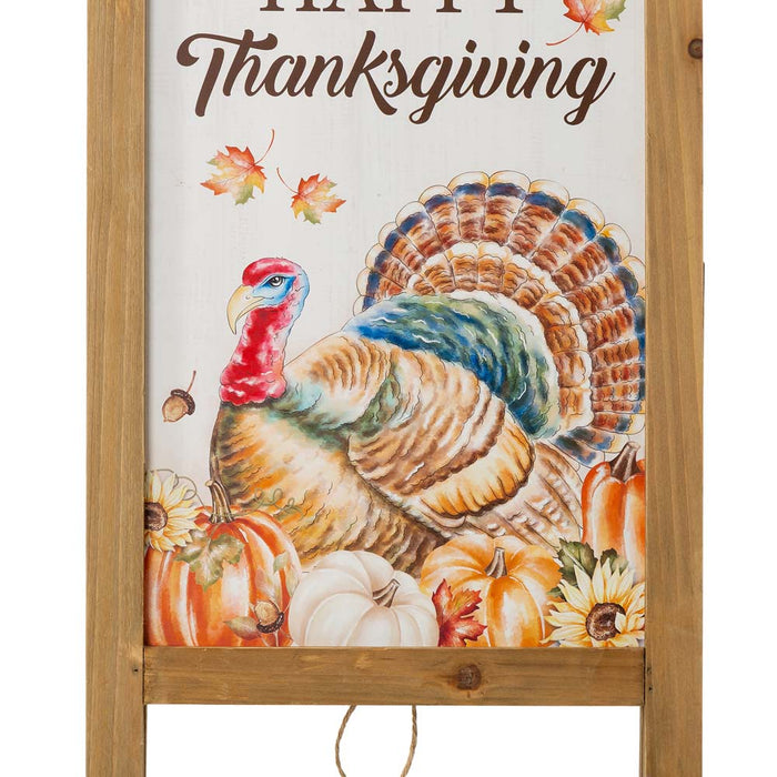 24"H Thanksgiving Wooden Turkey Easel Porch Sign