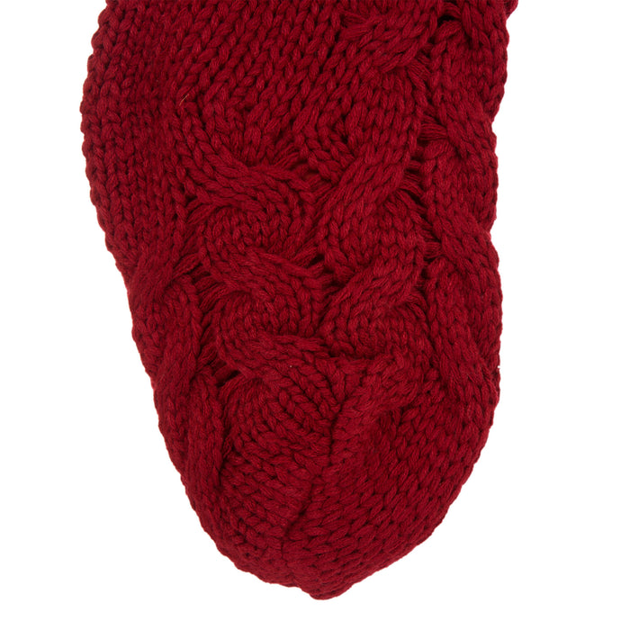 24"L Knitted Polyester Christmas Stocking w/Pom Pom Ball - Red