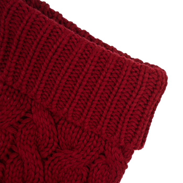 24"L Knitted Polyester Christmas Stocking w/Pom Pom Ball - Red