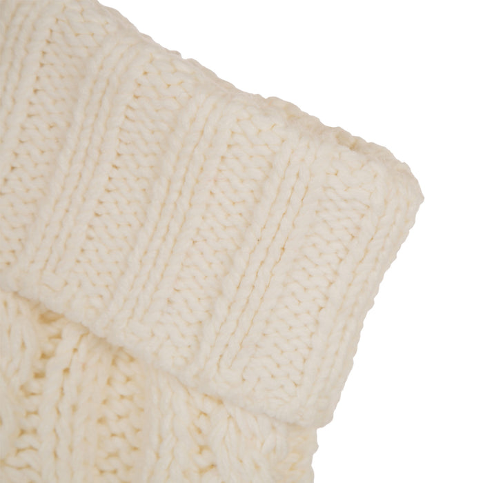 24"L Knitted Polyester Christmas Stocking w/Pom Pom Ball - White