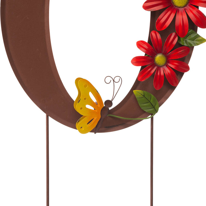 25.5"H Metal WELCOME with Flowers Yard Stakes or Wall Decor, Set of 7
