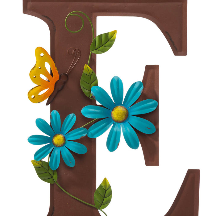 25.5"H Metal WELCOME with Flowers Yard Stakes or Wall Decor, Set of 7
