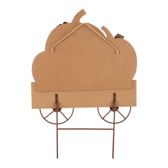 26.38"H Fall Metal/Wooden Pumpkin Cart Yard Stake/Hanging Decor