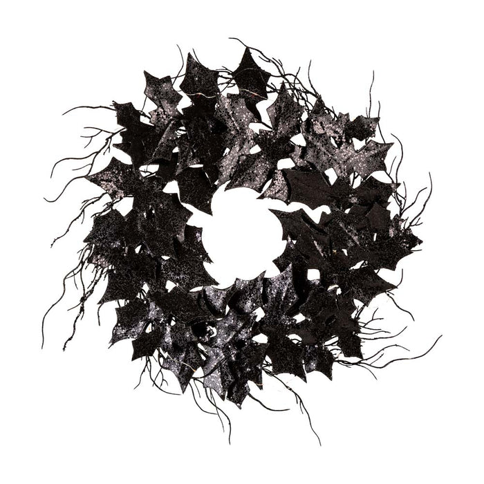 26"D Lighted Halloween Bat Wreath