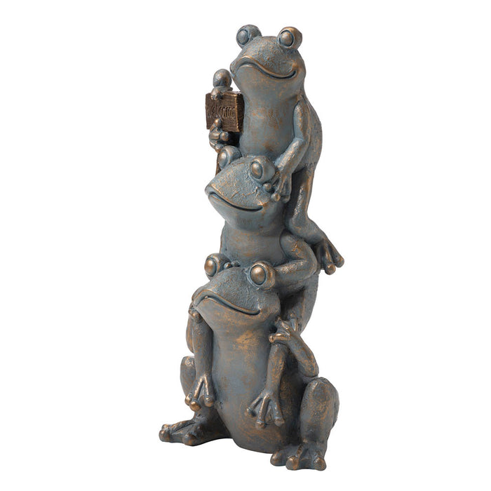 28.25"H Bronze MGO Stacked Frog Statue
