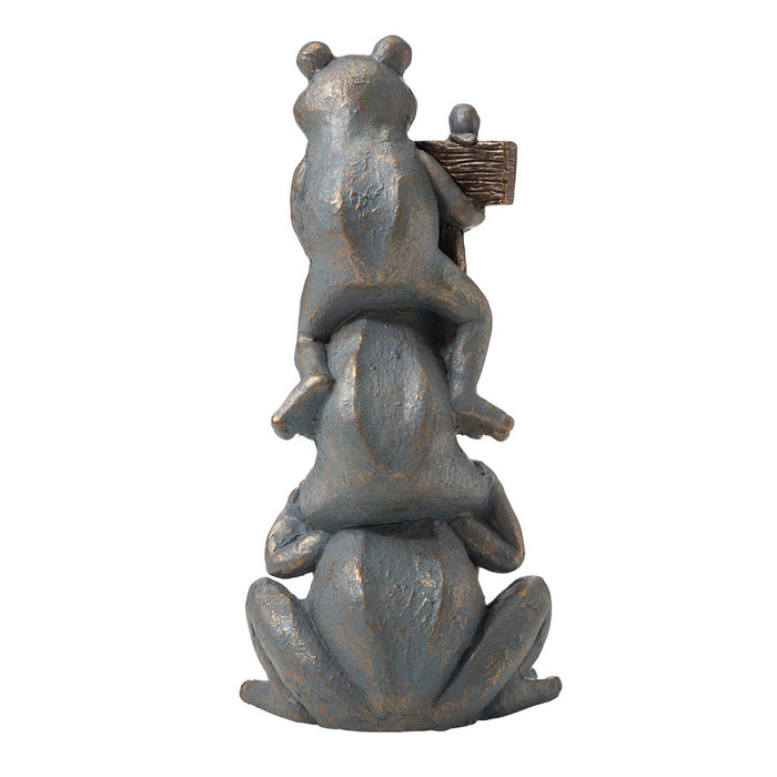 28.25"H Bronze MGO Stacked Frog Statue