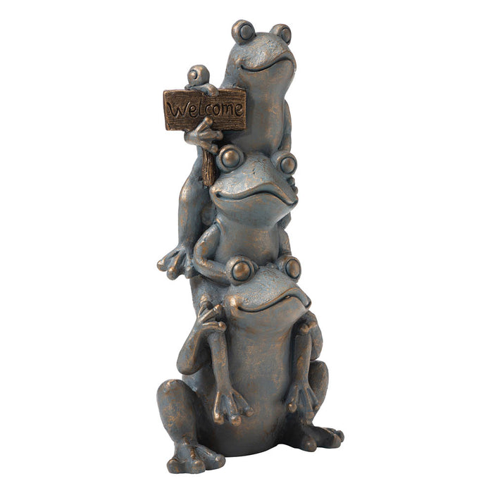 28.25"H Bronze MGO Stacked Frog Statue