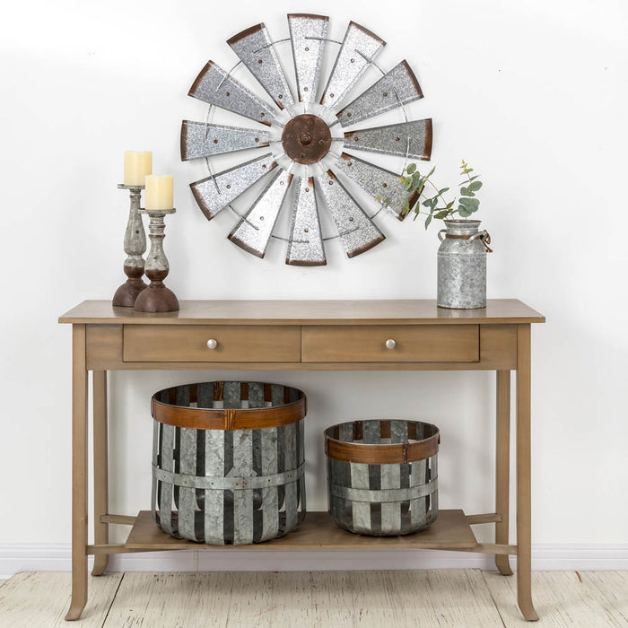 28.50"D Farmhouse Metal Galvanized Wind Spinner Wall Décor