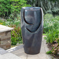 29.25"H Oversized Turquoise Ceramic Pot Fountain with Pump and LED Light