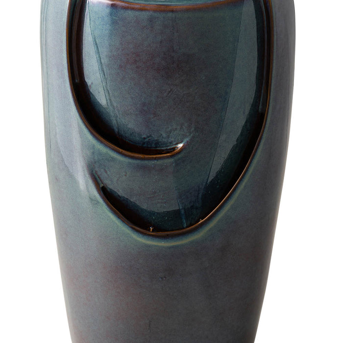 29.25"H Oversized Turquoise Ceramic Pot Fountain with Pump and LED Light