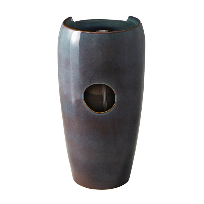 29.25"H Oversized Turquoise Ceramic Pot Fountain with Pump and LED Light