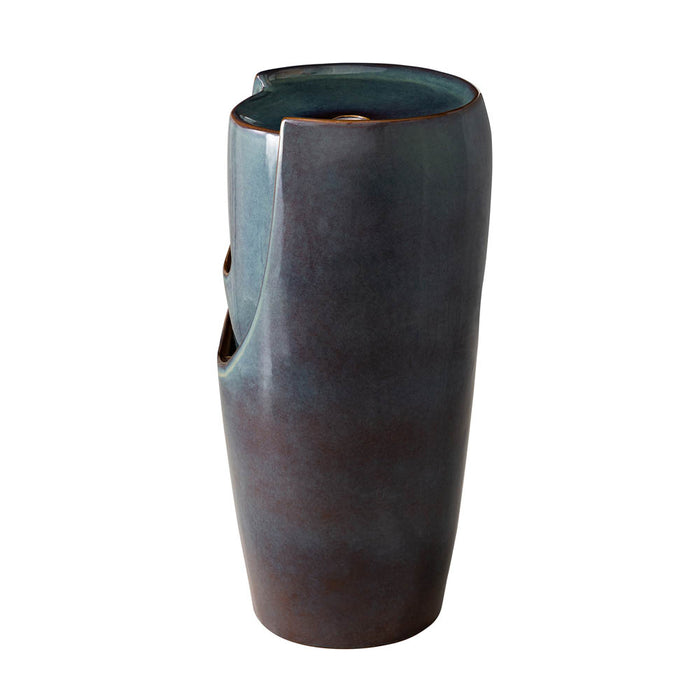 29.25"H Oversized Turquoise Ceramic Pot Fountain with Pump and LED Light