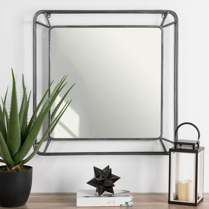 29.50"H Oversized Square Wall Mirror with Metal Frame