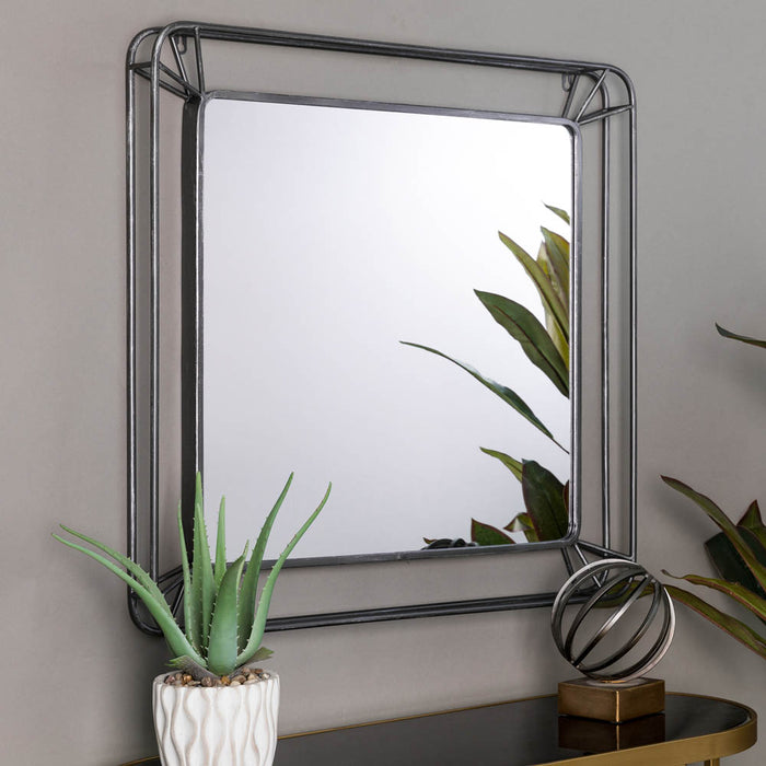 29.50"H Oversized Square Wall Mirror with Metal Frame