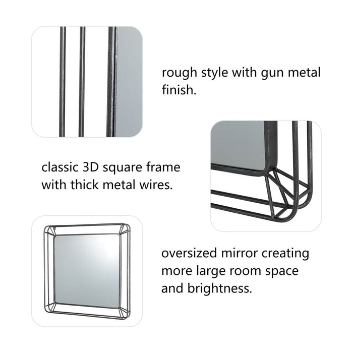 29.50"H Oversized Square Wall Mirror with Metal Frame