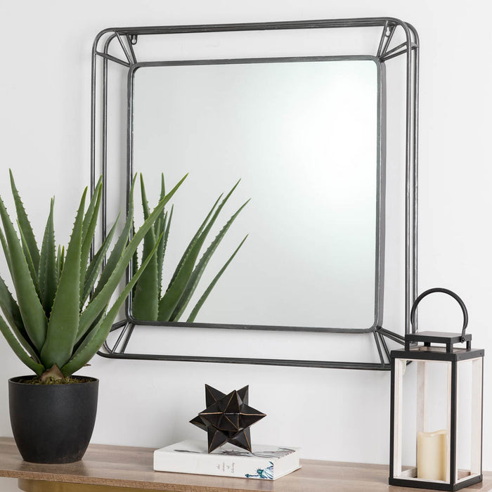 29.50"H Oversized Square Wall Mirror with Metal Frame